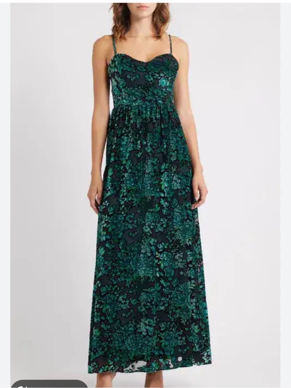 Lulu's Black Maxi Dress with Green Floral Print